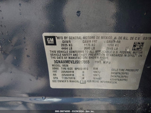 Chevrolet Equinox Premier 2018 3GNAXMEV2JS617865 Image 9