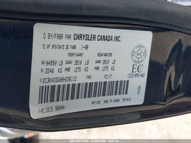 2008 CHRYSLER 300 2C3KA33G08H236112 Photo 8