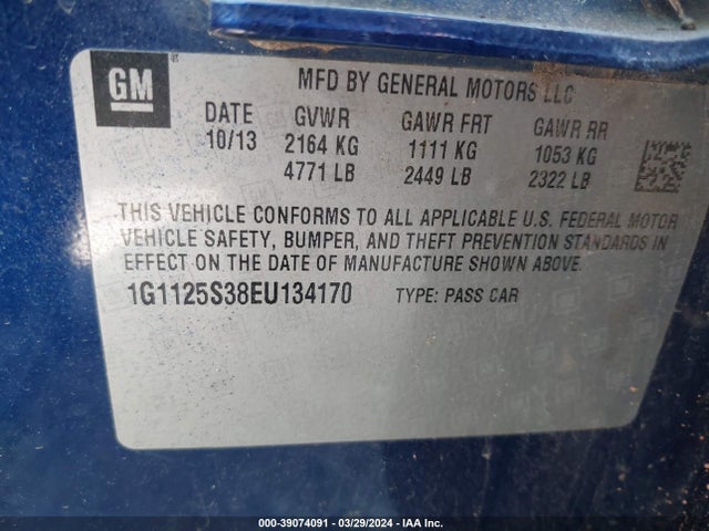 Chevrolet Impala 2lt 2014 1G1125S38EU134170 Image 9