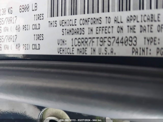 RAM 1500 Tradesman 2015 1C6RR7FT9FS744093 Image 9