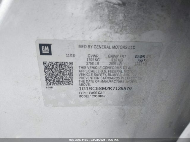 1G1BC5SM2K7125579 Chevrolet CRUZE LS