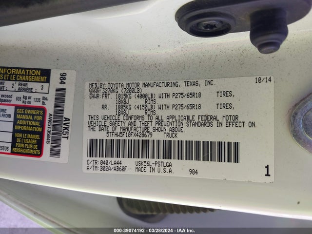 5TFHW5F10FX428679 Toyota Tundra Limited 5.7l V8