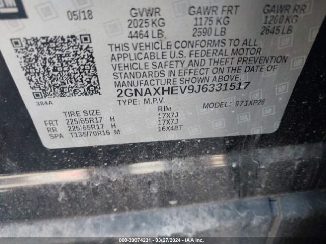 2GNAXHEV9J6331517 Chevrolet EQUINOX LS