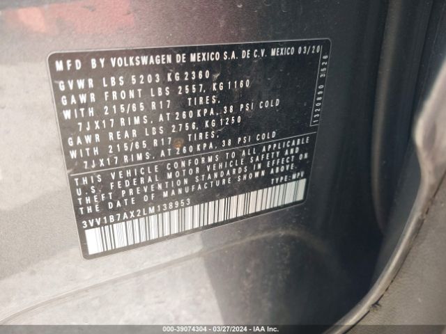 2020 VOLKSWAGEN TIGUAN 3VV1B7AX2LM138953 Photo 8