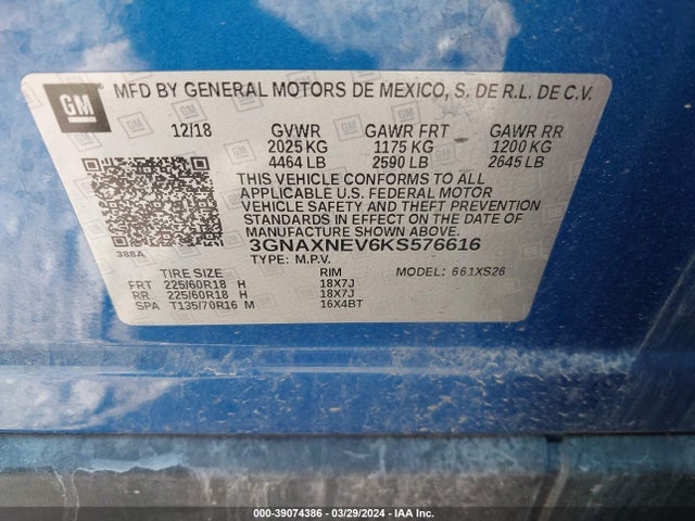 Chevrolet Equinox Premier 2019 3GNAXNEV6KS576616 Image 9