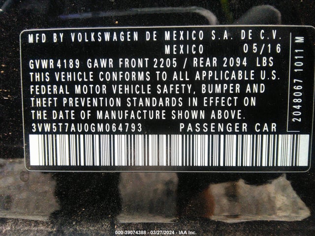 3VW5T7AU0GM064793 Volkswagen Golf Gti S 4-door