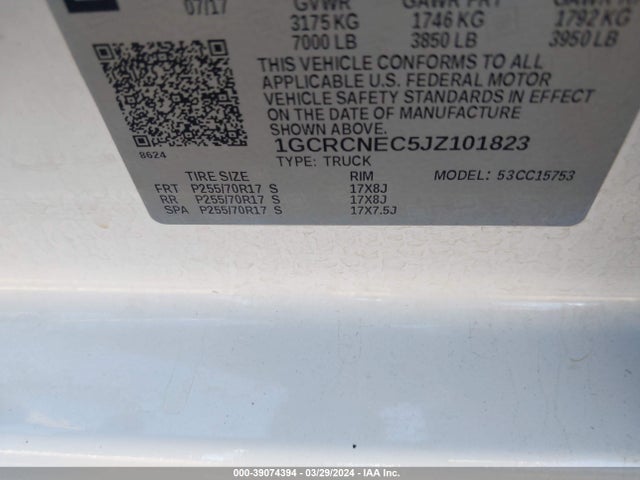 Chevrolet Silverado 1500 Wt 2018 1GCRCNEC5JZ101823 Image 9