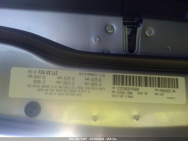 Chrysler 300 Limited 2015 2C3CCARG3FH756859 Image 9