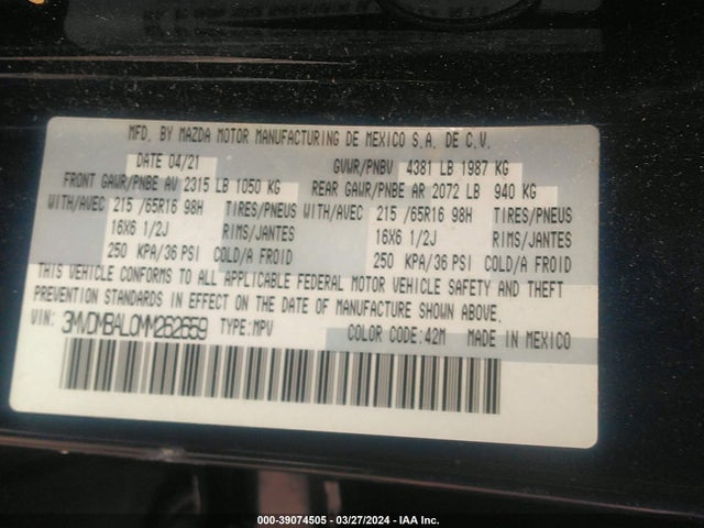 3MVDMBAL0MM262659 Mazda Cx-30 2.5 S