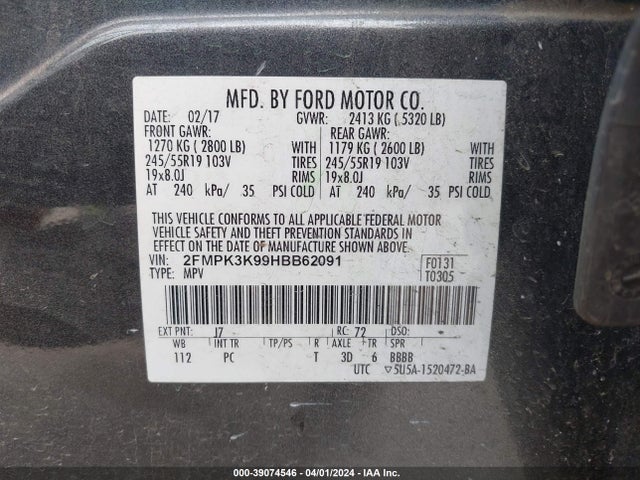 Ford Edge Titanium 2017 2FMPK3K99HBB62091 Image 9