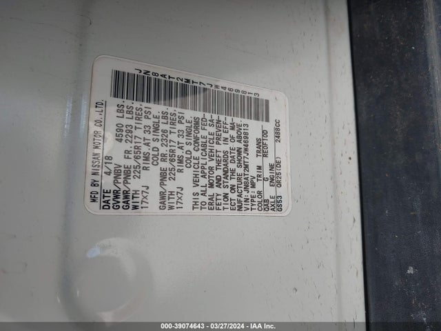 Nissan ROGUE SV 2018 JN8AT2MT7JW469813 Image 9
