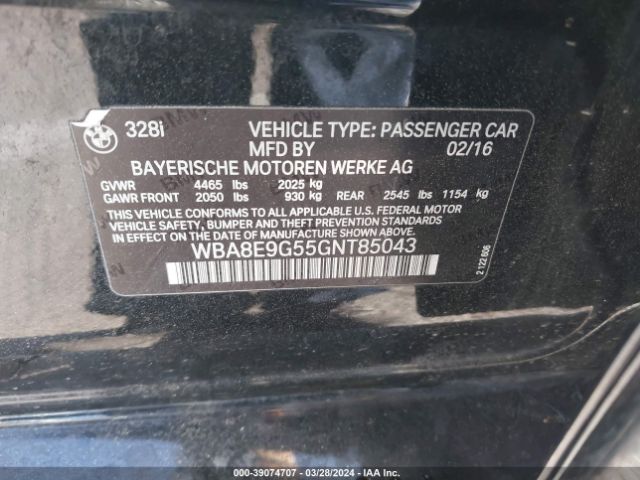 WBA8E9G55GNT85043 BMW 328I