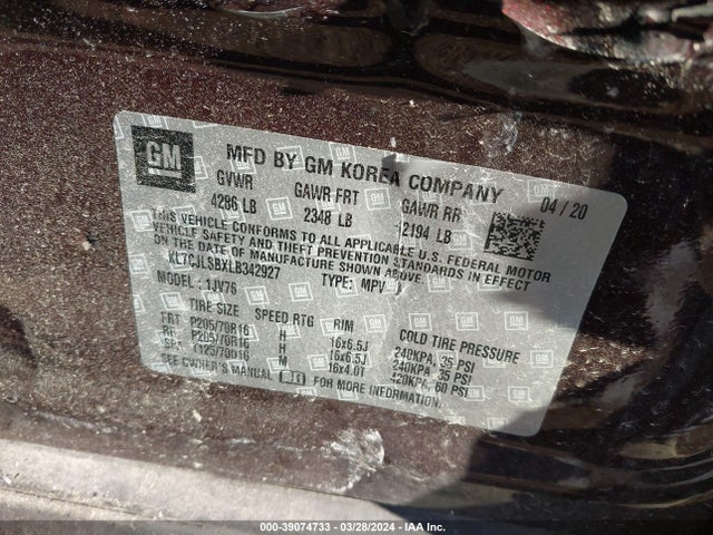 Chevrolet Trax Fwd Lt 2020 KL7CJLSBXLB342927 Image 9