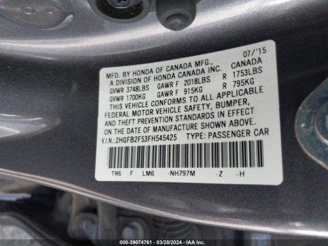 2HGFB2F53FH545425 Honda Civic Lx