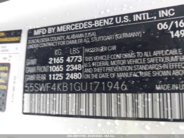 55SWF4KB1GU171946 Mercedes-Benz C 300 4matic/luxury 4matic/sport 4matic