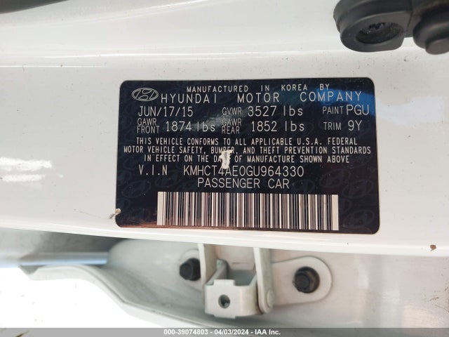 Hyundai ACCENT SE 2016 KMHCT4AE0GU964330 Image 9