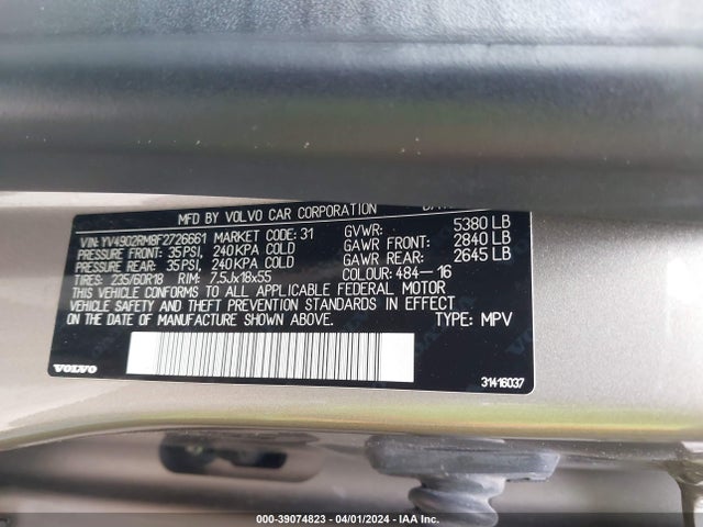 YV4902RM8F2726661 Volvo Xc60 T6 Platinum