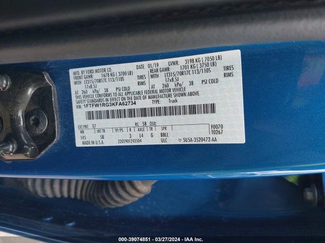 Ford F-150 Raptor 2019 1FTFW1RG3KFA62734 Image 9