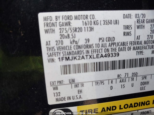 Ford Expedition Limited Max 2020 1FMJK2ATXLEA49339 Image 9
