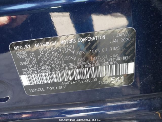 JA4AD3A3XLZ035609 Mitsubishi Outlander Le 2.4/se 2.4/sel 2.4/sp 2.4
