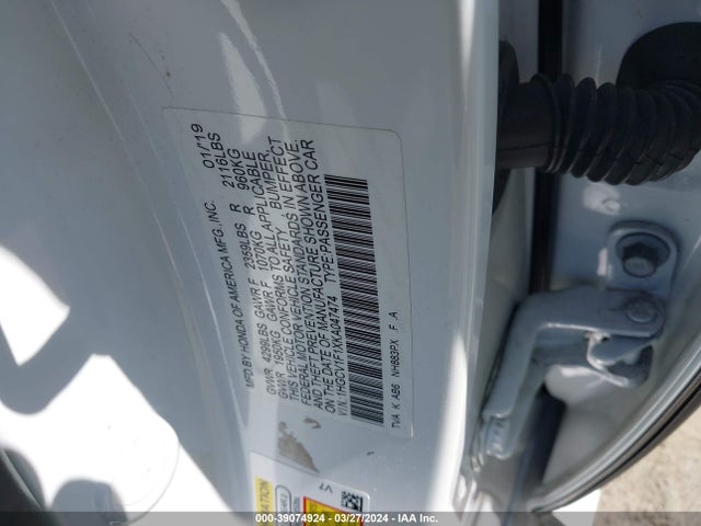 Honda ACCORD LX 2019 1HGCV1F1XKA047474 Image 9