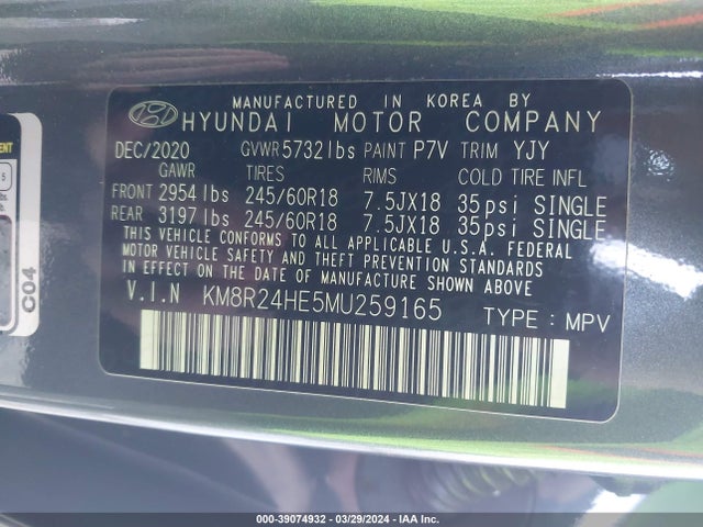 Hyundai Palisade Sel 2021 KM8R24HE5MU259165 Image 9