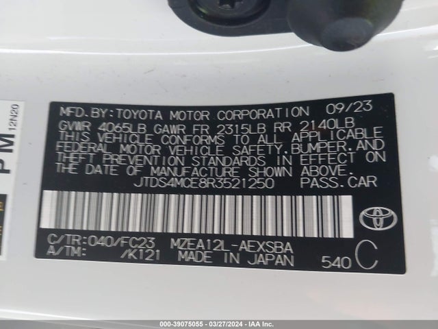 Toyota COROLLA SE 2024 JTDS4MCE8R3521250 Image 9