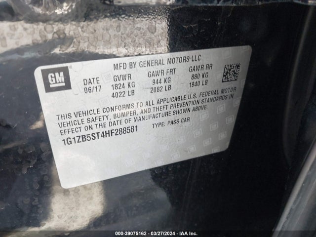 Chevrolet MALIBU LS 2017 1G1ZB5ST4HF288581 Image 9