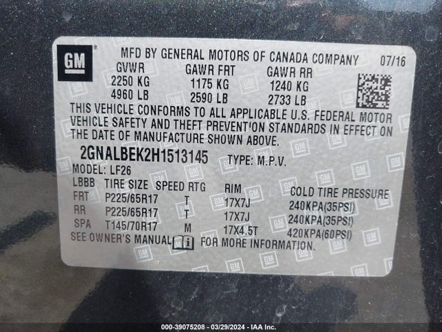 Chevrolet EQUINOX LS 2017 2GNALBEK2H1513145 Image 9