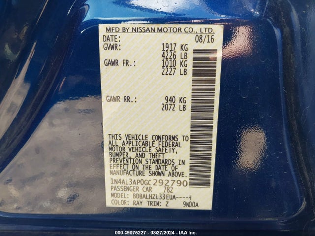 Nissan Altima 2.5 Sr 2016 1N4AL3AP0GC292790 Image 9