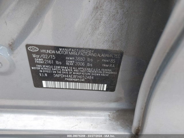 Hyundai ELANTRA SE 2015 5NPDH4AE8FH652484 Image 9
