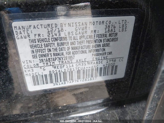 Nissan SENTRA SV 2019 3N1AB7AP7KY281857 Image 9