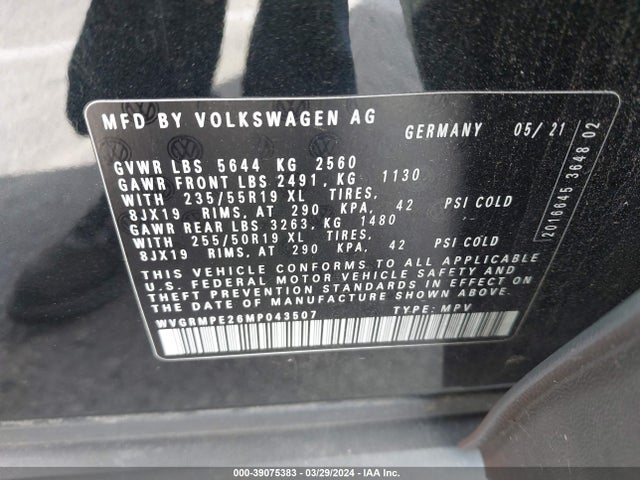 WVGRMPE26MP043507 Volkswagen ID.4 PRO