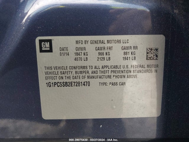 Chevrolet Cruze 1lt Auto 2014 1G1PC5SB2E7281470 Image 9