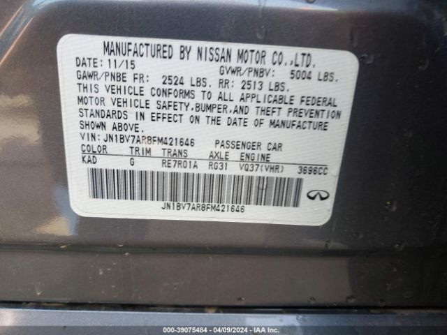 JN1BV7AR8FM421646 Infiniti Q50 Premium