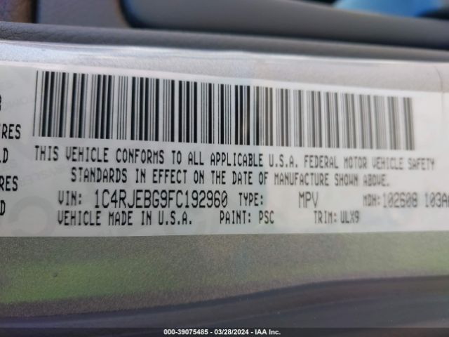 1C4RJEBG9FC192960 Jeep Grand Cherokee Limited