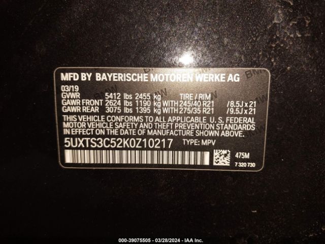 5UXTS3C52K0Z10217 BMW X3 M40i