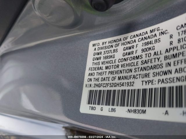 2HGFC2F52GH541932 Honda Civic Lx