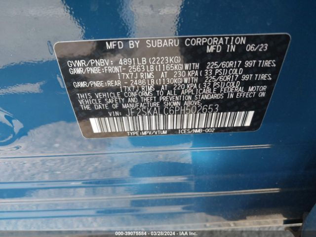 JF2SKALC6PH502653 Subaru Forester Wilderness