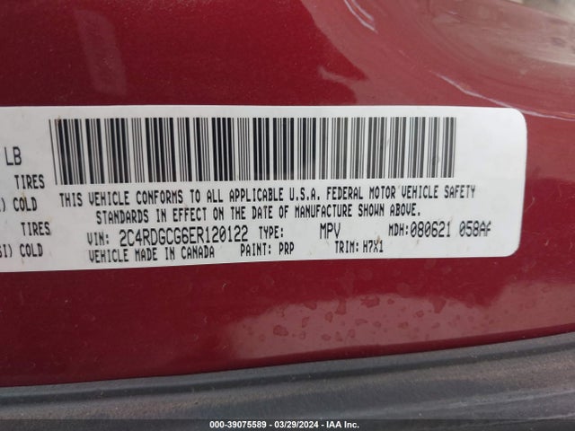 Dodge Grand Caravan Sxt 2014 2C4RDGCG6ER120122 Image 9