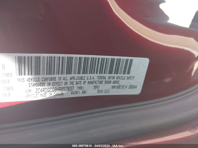 Dodge Grand Caravan Sxt 2017 2C4RDGCG0HR857837 Image 9