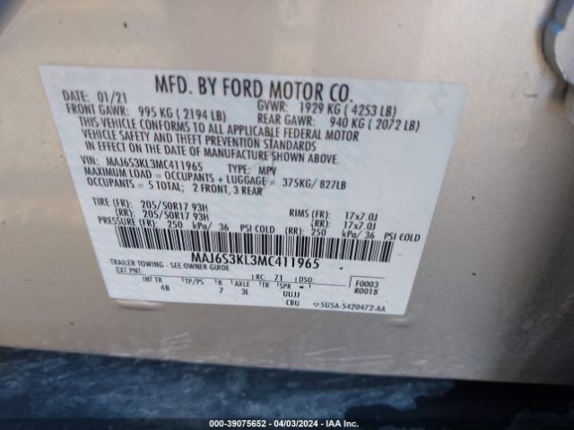 2021 FORD ECOSPORT MAJ6S3KL3MC411965 Photo 8