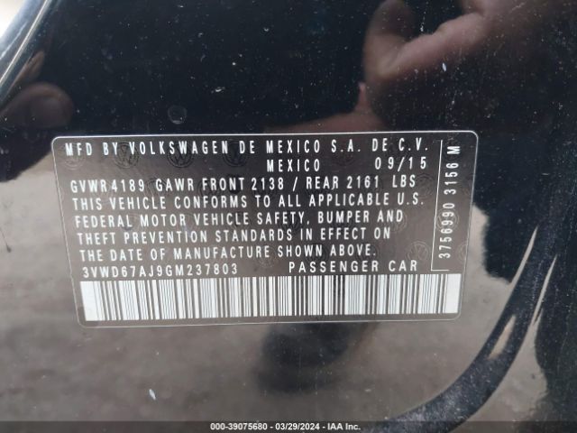 3VWD67AJ9GM237803 Volkswagen Jetta 1.4t Se