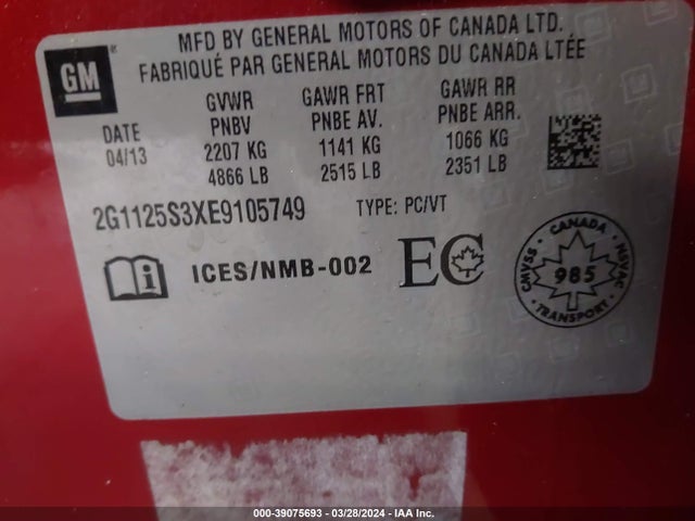 Chevrolet Impala 2lt 2014 2G1125S3XE9105749 Image 9