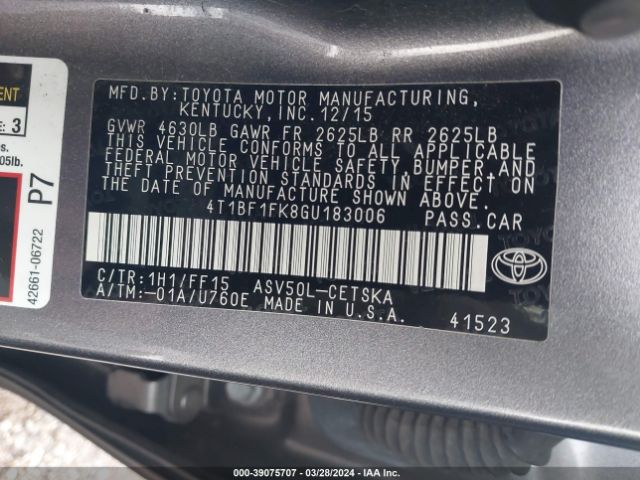 4T1BF1FK8GU183006 Toyota CAMRY SE