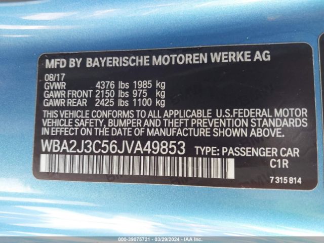 WBA2J3C56JVA49853 BMW 230i Xdrive