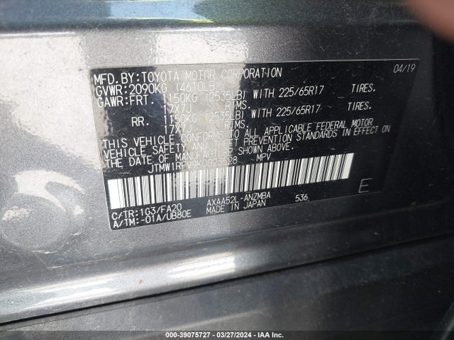 Toyota Rav4 Xle 2019 JTMW1RFV9KD023528 Image 9