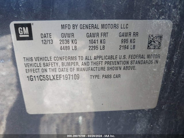 Chevrolet MALIBU 1LT 2014 1G11C5SLXEF197109 Image 9
