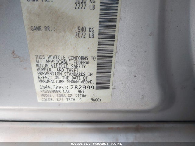 Nissan Altima 2.5 S 2018 1N4AL3APXJC282999 Image 9