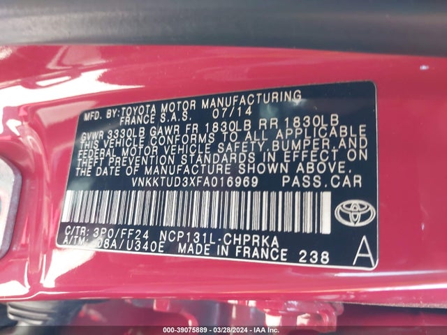 Toyota Yaris Se 2015 VNKKTUD3XFA016969 Image 9